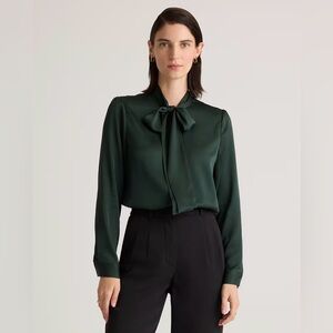 Washable Stretch Silk Tie Neck Blouse NWT Medium